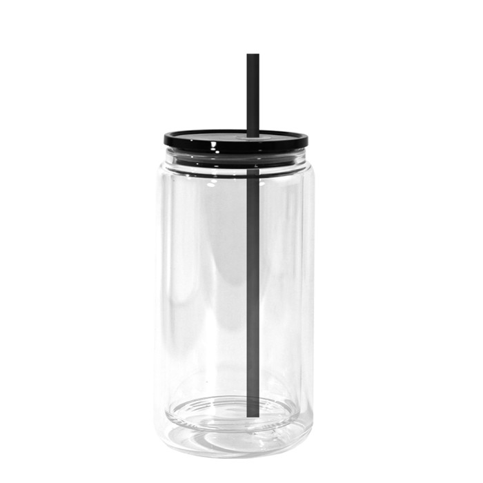 US Warehouse 16oz clear plastic snow globe Cup with colored lids/Straw