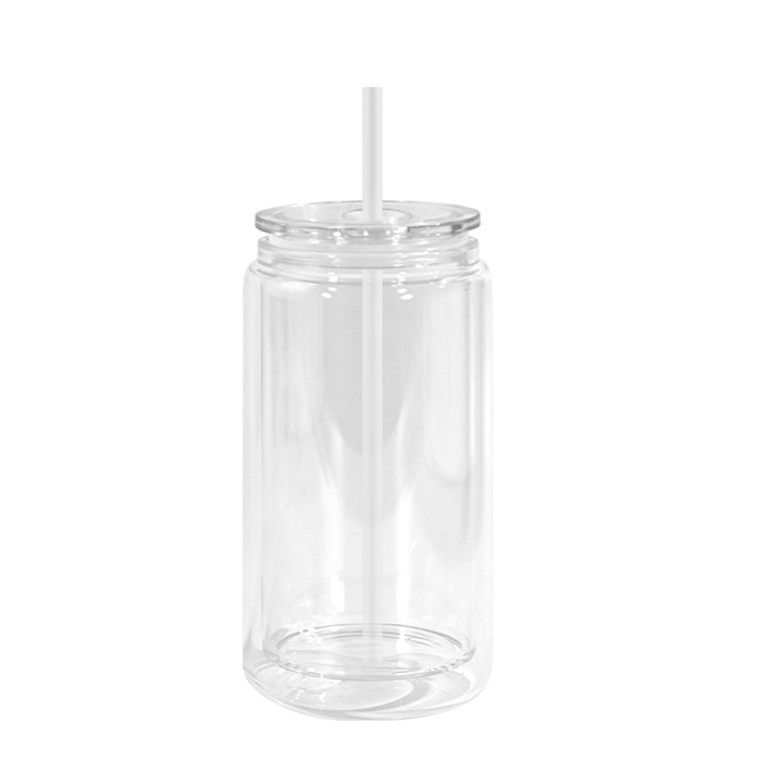 US Warehouse 16oz clear plastic snow globe Cup with colored lids/Straw