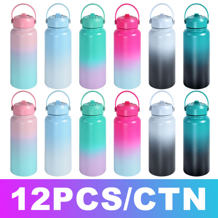 US Warehouse 32oz Gradient Powder Coated  Sports Water Bottle