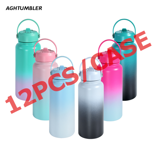 US Warehouse 32oz Gradient Powder Coated  Sports Water Bottle