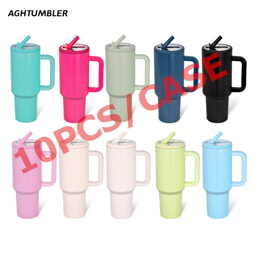US Warehouse 40OZ powder coated tumblers with flip straw lids(Not for sublimation)