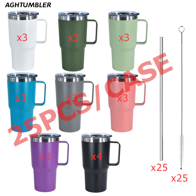 US Warehouse 20oz powder coated tumbler with handle