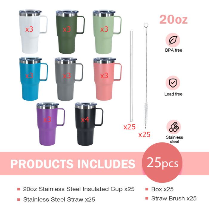 US Warehouse 20oz powder coated tumbler with handle