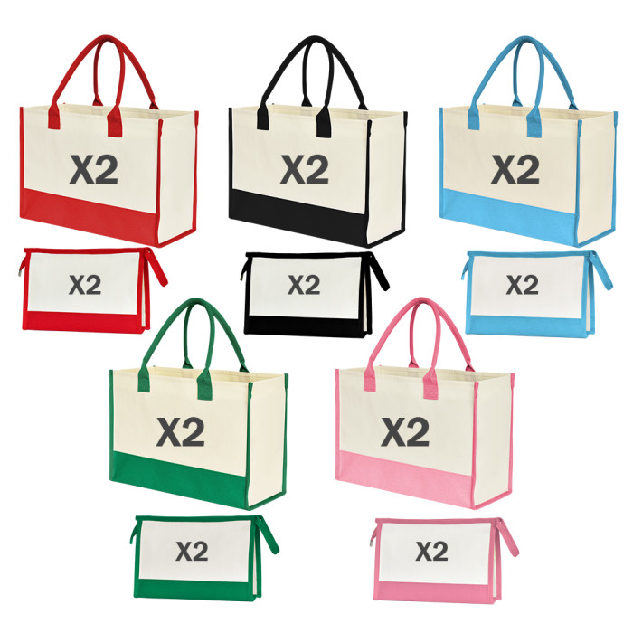 US Warehouse Canvas Tote Bag Sets,mixed colors