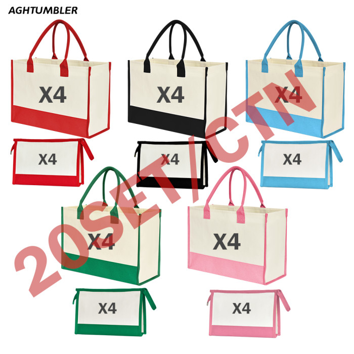 US Warehouse Canvas Tote Bag Sets,mixed colors