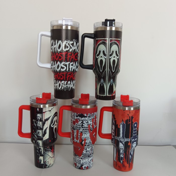 China Warehouse Ghost Printing 40oz Powder Coated tumbler Hallowmas Tumbler
