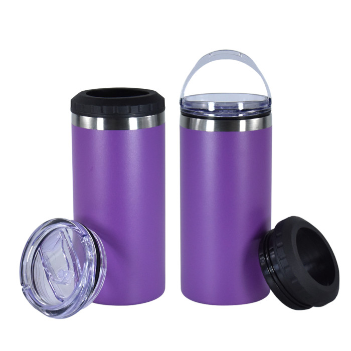 US Warehouse 16oz 4 in 1 Powder Coated Can Cooler with Opener