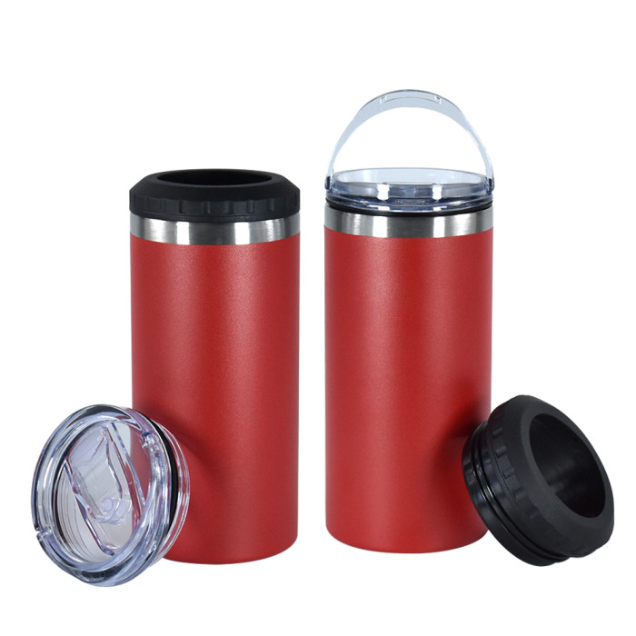 US Warehouse 16oz 4 in 1 Powder Coated Can Cooler with Opener
