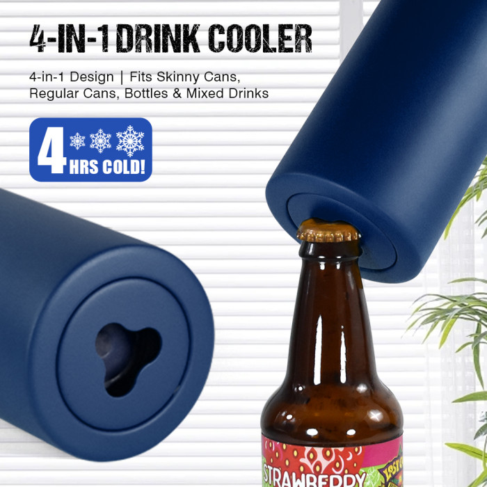 US Warehouse 16oz 4 in 1 Powder Coated Can Cooler with Opener