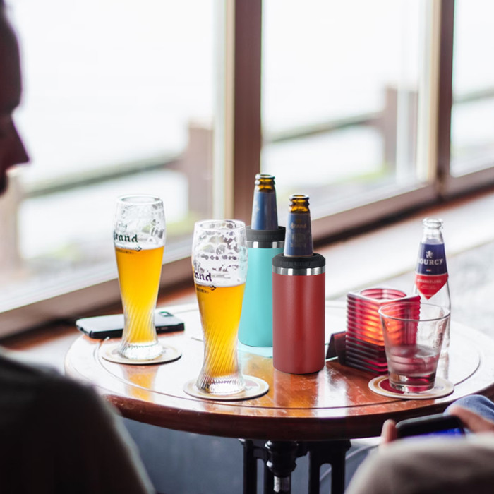 US Warehouse 16oz 4 in 1 Powder Coated Can Cooler with Opener