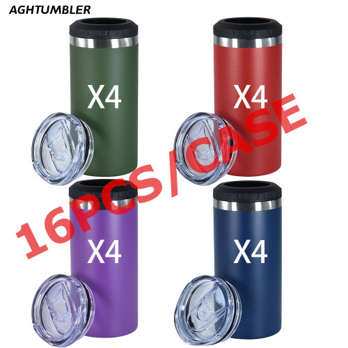 US Warehouse 16oz 4 in 1 Powder Coated Can Cooler with Opener