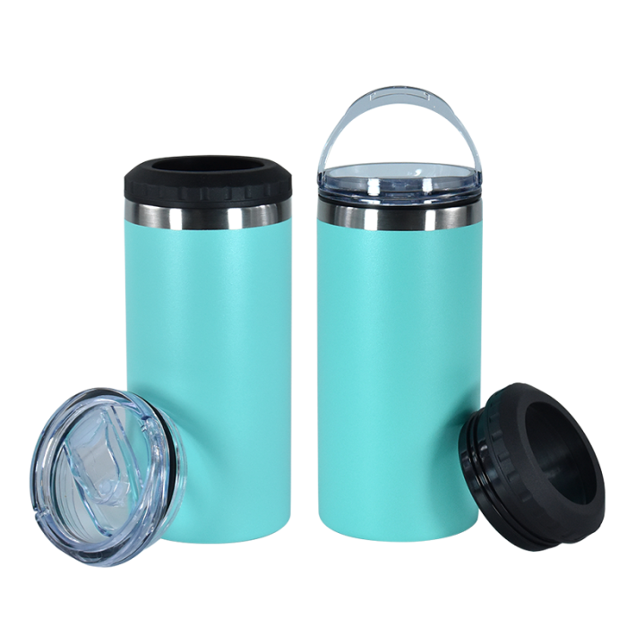 US Warehouse 16oz 4 in 1 Powder Coated Can Cooler with Opener