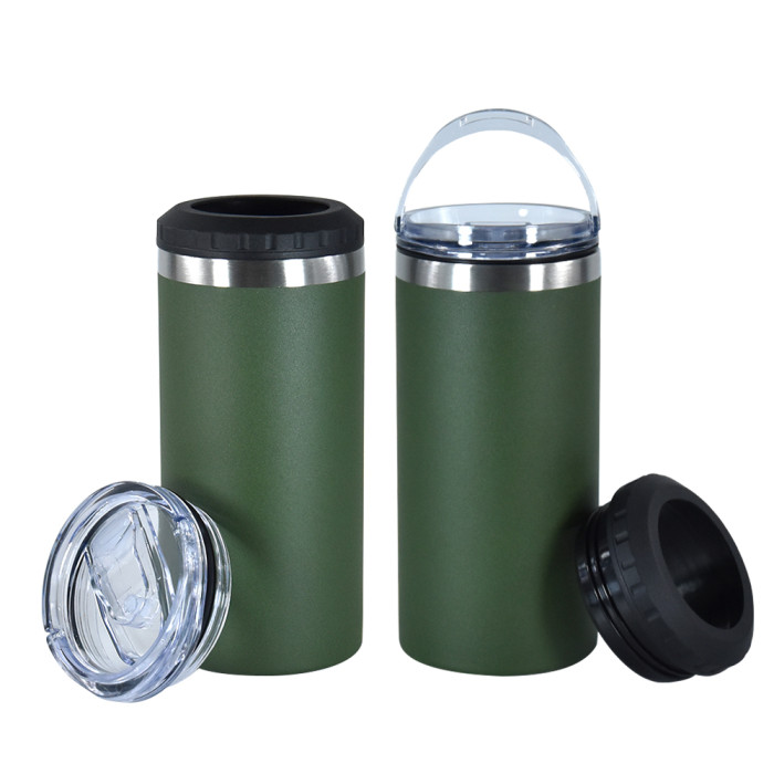 US Warehouse 16oz 4 in 1 Powder Coated Can Cooler with Opener