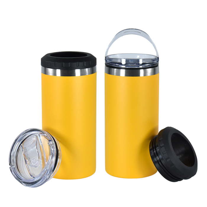 US Warehouse 16oz 4 in 1 Powder Coated Can Cooler with Opener
