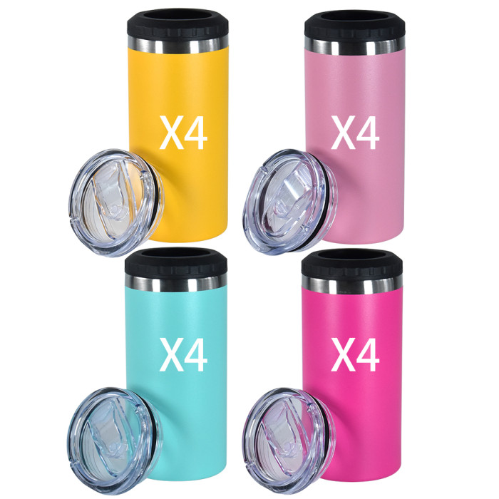 US Warehouse 16oz 4 in 1 Powder Coated Can Cooler with Opener