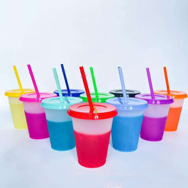 China warehosue 200pcs 16oz Cold Liquid Color change plastic Cup,BPA FREE(Not for sublimation)