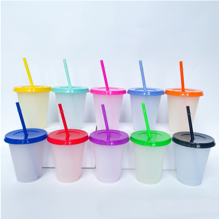 China warehosue 200pcs 16oz Cold Liquid Color change plastic Cup,BPA FREE(Not for sublimation)
