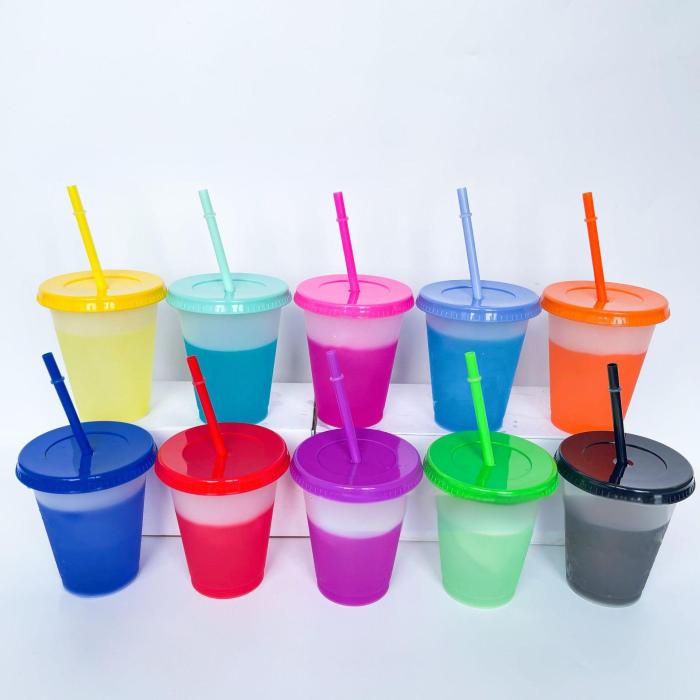 China warehosue 200pcs 16oz Cold Liquid Color change plastic Cup,BPA FREE(Not for sublimation)