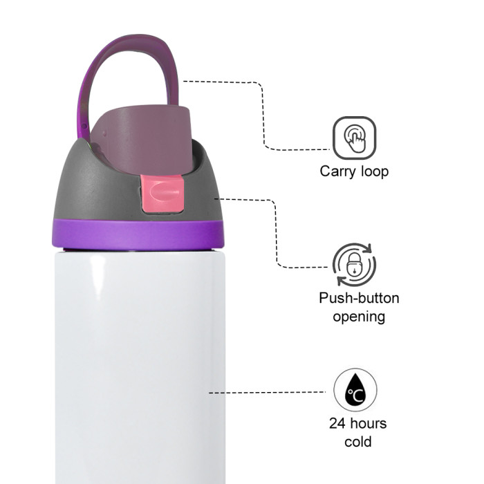 US Warehouse No Pit 24oz sublimation water bottle FreeSip Insulated Stainless Steel Water Bottle with Straw