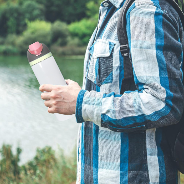 US Warehouse No Pit 24oz sublimation water bottle FreeSip Insulated Stainless Steel Water Bottle with Straw