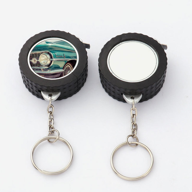 China Warehouse 50pcs Mini Tyre Tapeline Sublimation Keychain Key Chain Keychains
