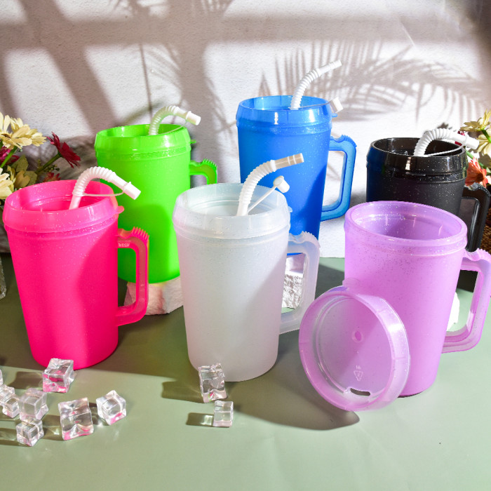 US Warehouse BPA FREE 34oz Glitter Plastic travel Cup Mugs (Not for sublimation)