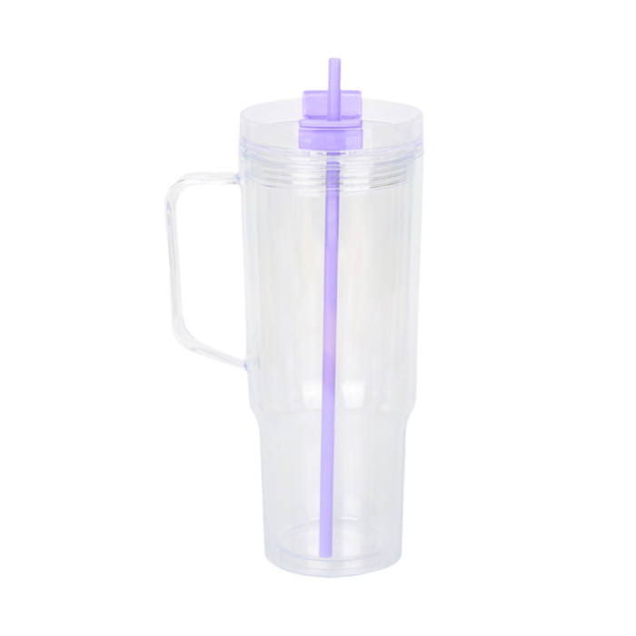 US Warehouse 40oz clear Acrylic plastic snow globe Cup with colored straws+plugs