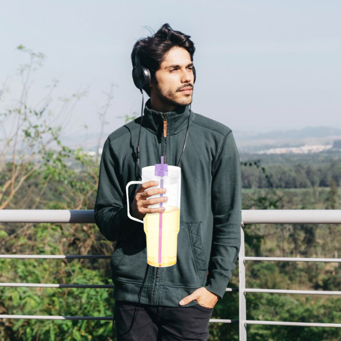 US Warehouse 40oz clear Acrylic plastic snow globe Cup with colored straws+plugs