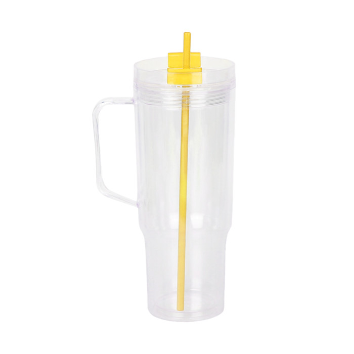 US Warehouse 40oz clear Acrylic plastic snow globe Cup with colored straws+plugs