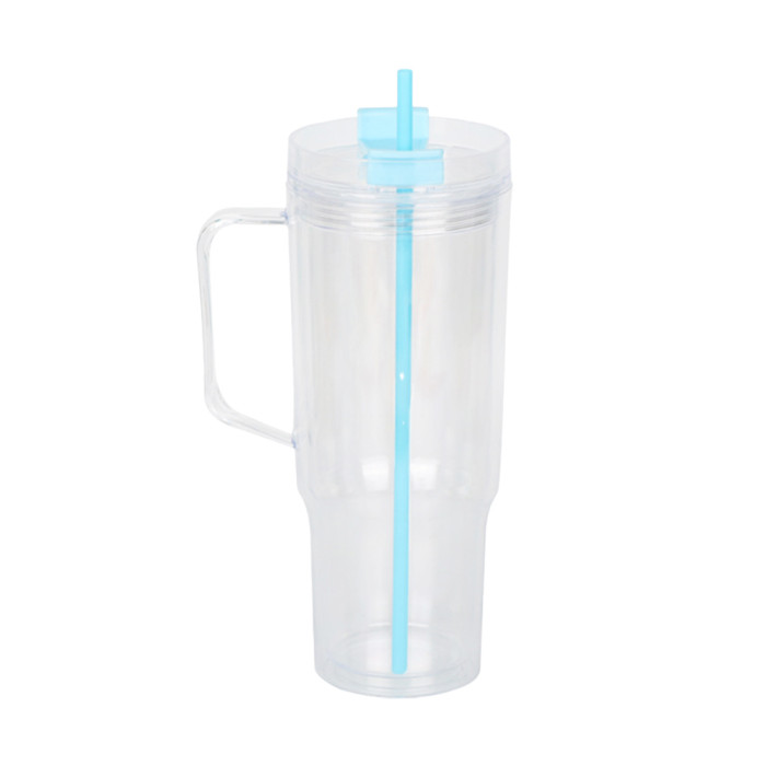 US Warehouse 40oz clear Acrylic plastic snow globe Cup with colored straws+plugs