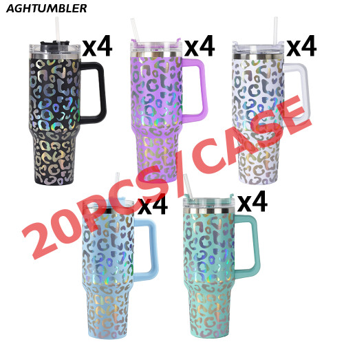 US Warehouse 40OZ powder coated tumbler with leopard print(Not for sublimation)