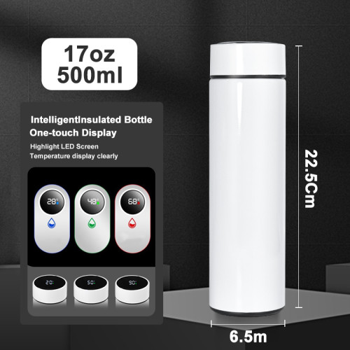 US Warehouse 16oz Sublimation Water Bottle with LED Temperature Detector Lid