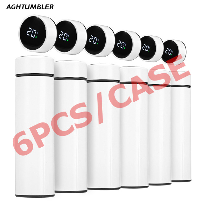 US Warehouse 16oz Sublimation Water Bottle with LED Temperature Detector Lid