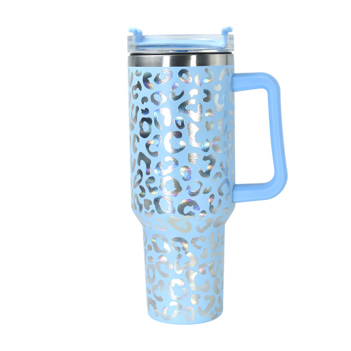 US Warehouse 40OZ powder coated tumbler with leopard print(Not for sublimation)