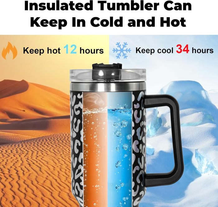 US Warehouse 40OZ powder coated tumbler with leopard print(Not for sublimation)