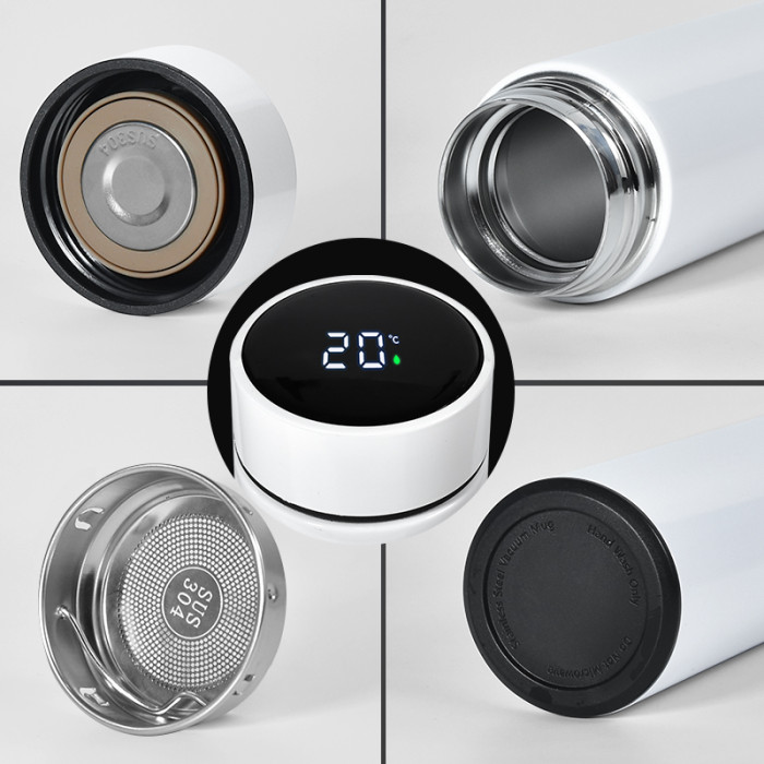 US Warehouse 16oz Sublimation Water Bottle with LED Temperature Detector Lid