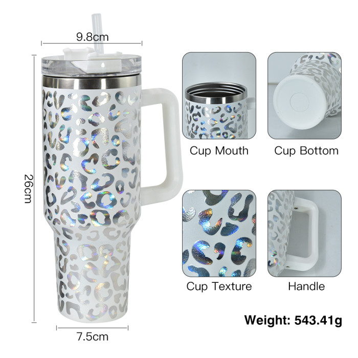 US Warehouse 40OZ powder coated tumbler with leopard print(Not for sublimation)