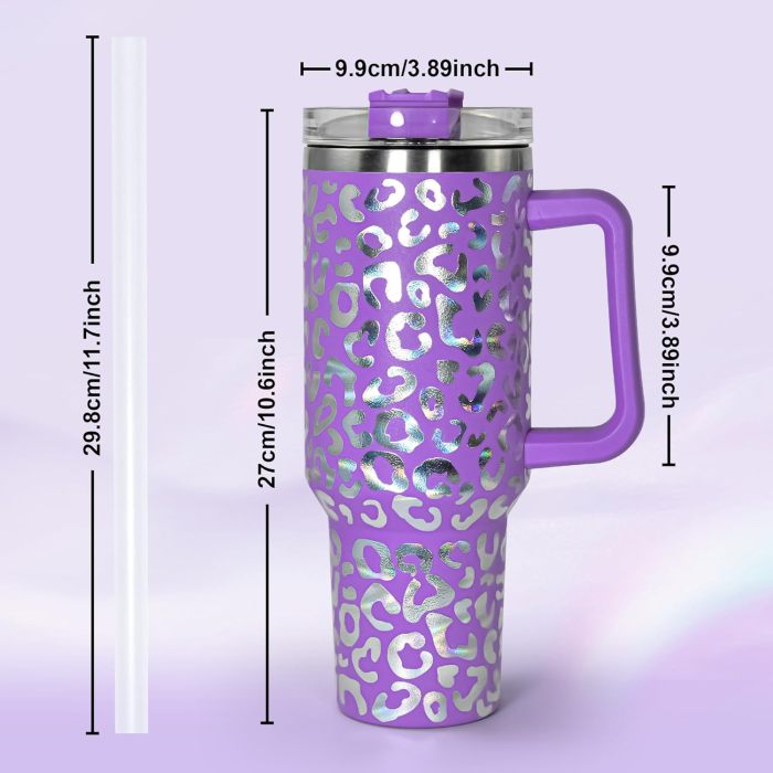 US Warehouse 40OZ powder coated tumbler with leopard print(Not for sublimation)