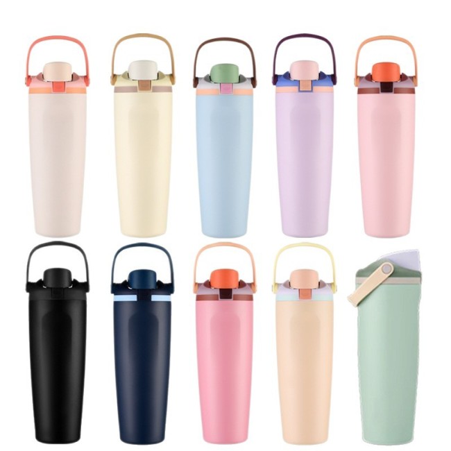 China Warehouse 30oz Portable Stainless Steel FREESILP Sports Water Bottle with Hnadle Lid