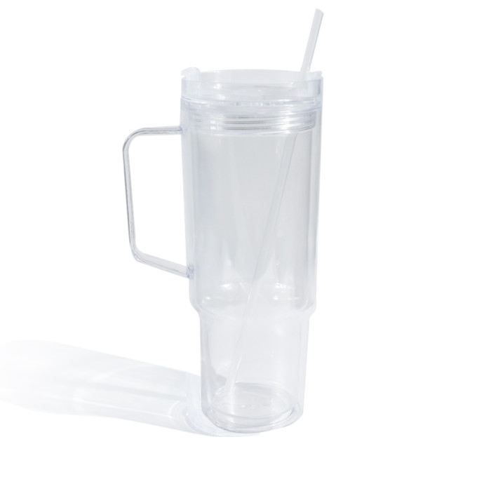 US Warehouse 40oz clear Acrylic plastic snow globe Cup with plugs Mixed colored lid and straw