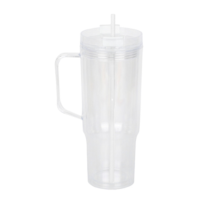 US Warehouse 40oz clear Acrylic plastic snow globe Cup with plugs Mixed colored lid and straw