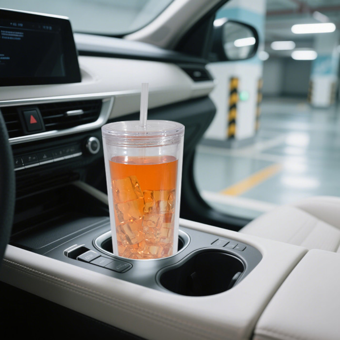 US warehosue BPA Free Double Wall Acrylic 24oz Clear Snow Globe Plastic Cup