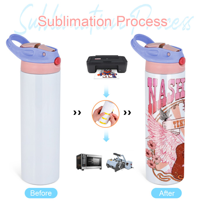 China Warehouse 20oz Top Flip Sublimation Straight Water Bottle
