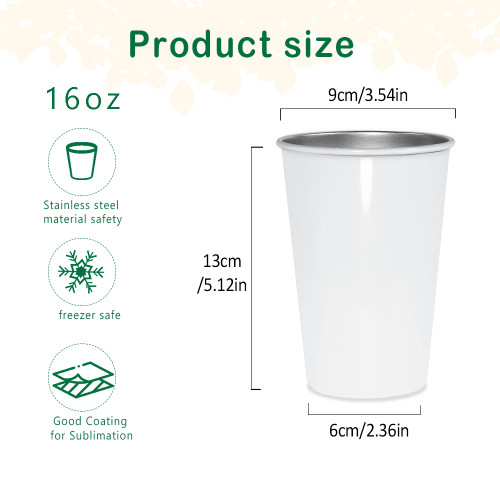 US warehouse 16oz Glossy White sublimation Cup Beer mugs Beverages Cups