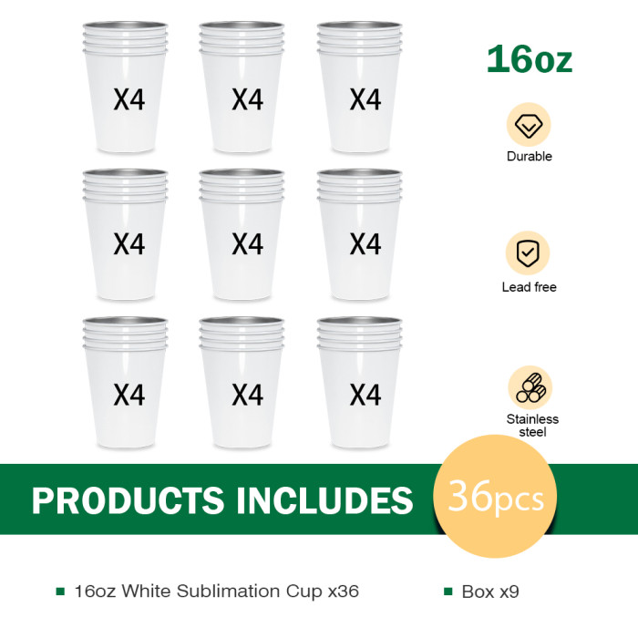 US warehouse 16oz Glossy White sublimation Cup Beer mugs Beverages Cups