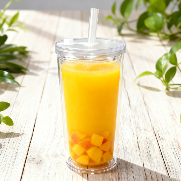 US warehosue 16oz Acrylic Clear Snow Globe Cup with Colored leakproof lid+straw,pre-hole with plug