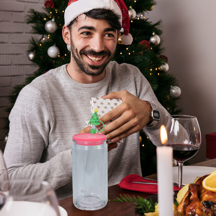 US Warehouse Reusable 10mm Christmas Silicone Straw Topper/Covers(Fit dia 7-8 cm straw)