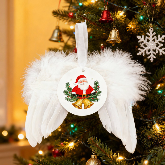 US Warehouse 2.75 in MDF Sublimation Round Ornaments with Wings