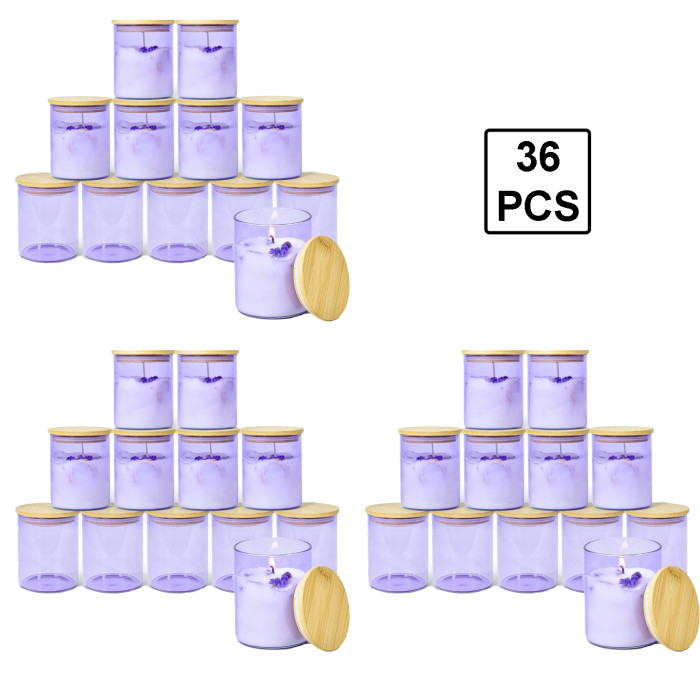 US Warehouse 10oz Colored Sublimation Glass Candle Jar with bamboo lid