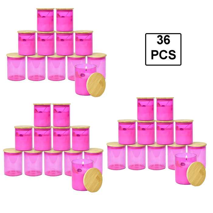 US Warehouse 10oz Colored Sublimation Glass Candle Jar with bamboo lid